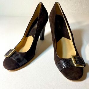 Michael Kors brown suede heel with buckle 9.5